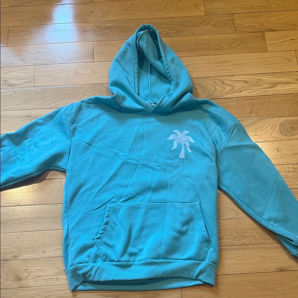 Blue Hoodie with Palm Tree Design